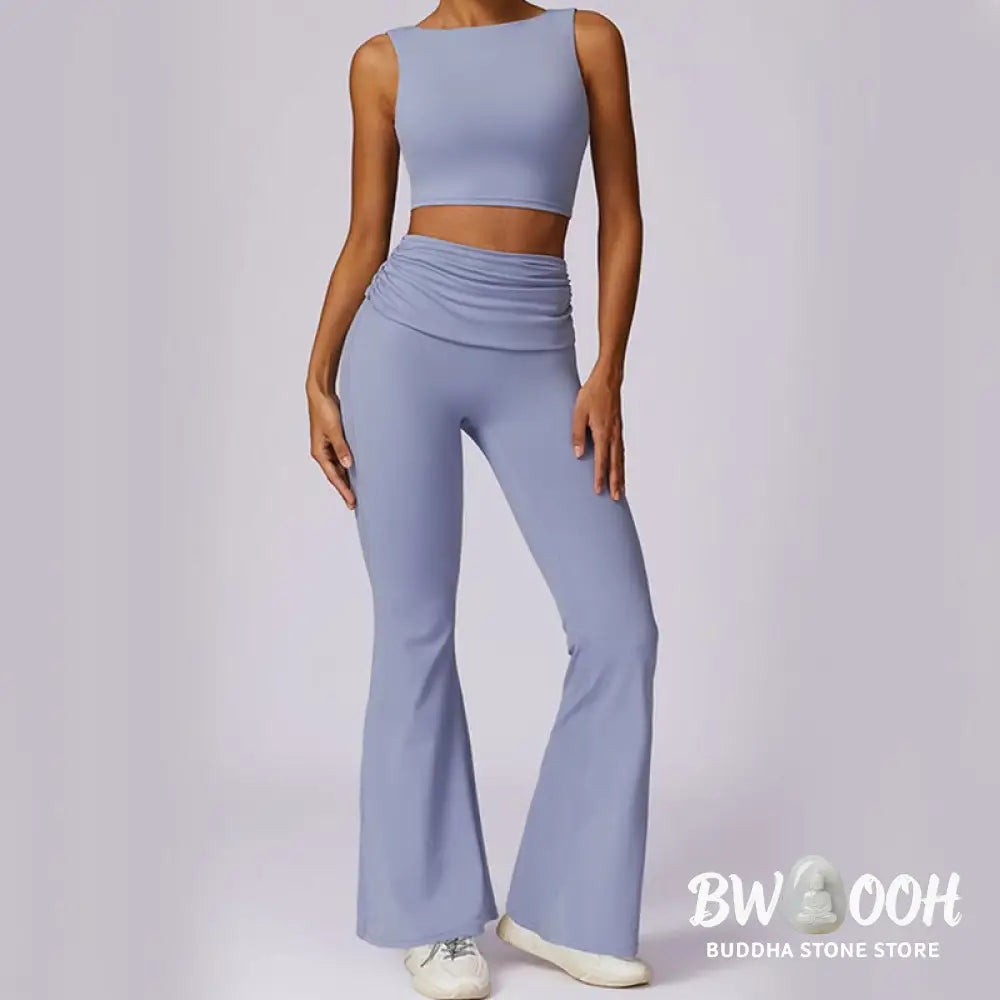 BWOOOH lotus print yoga pants - Sleeveless Backless Strap Tank Top Bra F