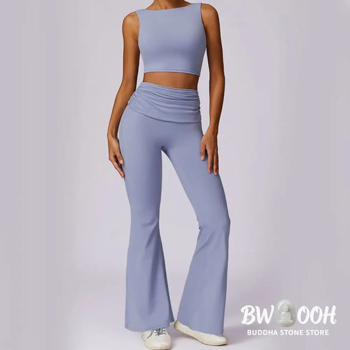 BWOOOH lotus print yoga pants - Sleeveless Backless Strap Tank Top Bra F
