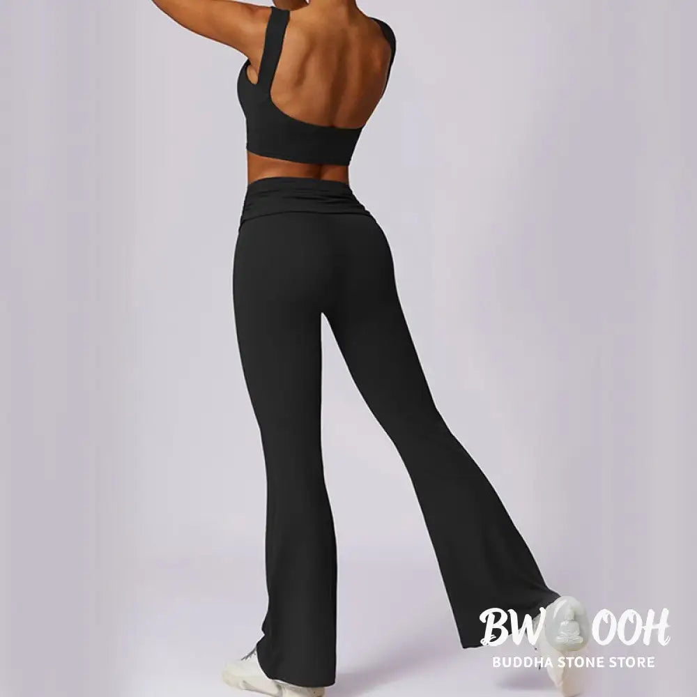 BWOOOH lotus print yoga pants - Sleeveless Backless Strap Tank Top Bra F