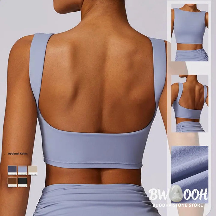BWOOOH lotus print yoga pants - Sleeveless Backless Strap Tank Top Bra F