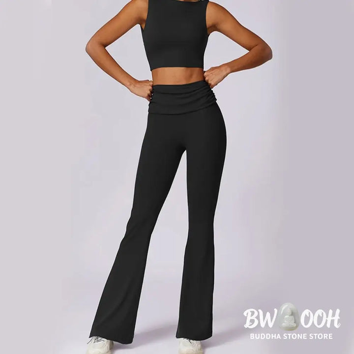 BWOOOH lotus print yoga pants - Sleeveless Backless Strap Tank Top Bra F