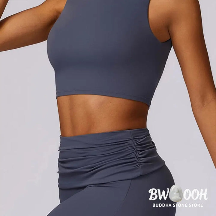 BWOOOH lotus print yoga pants - Sleeveless Backless Strap Tank Top Bra F