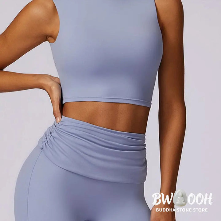 BWOOOH lotus print yoga pants - Sleeveless Backless Strap Tank Top Bra F