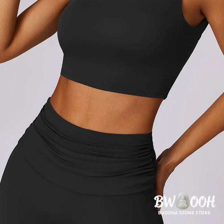 BWOOOH lotus print yoga pants - Sleeveless Backless Strap Tank Top Bra F