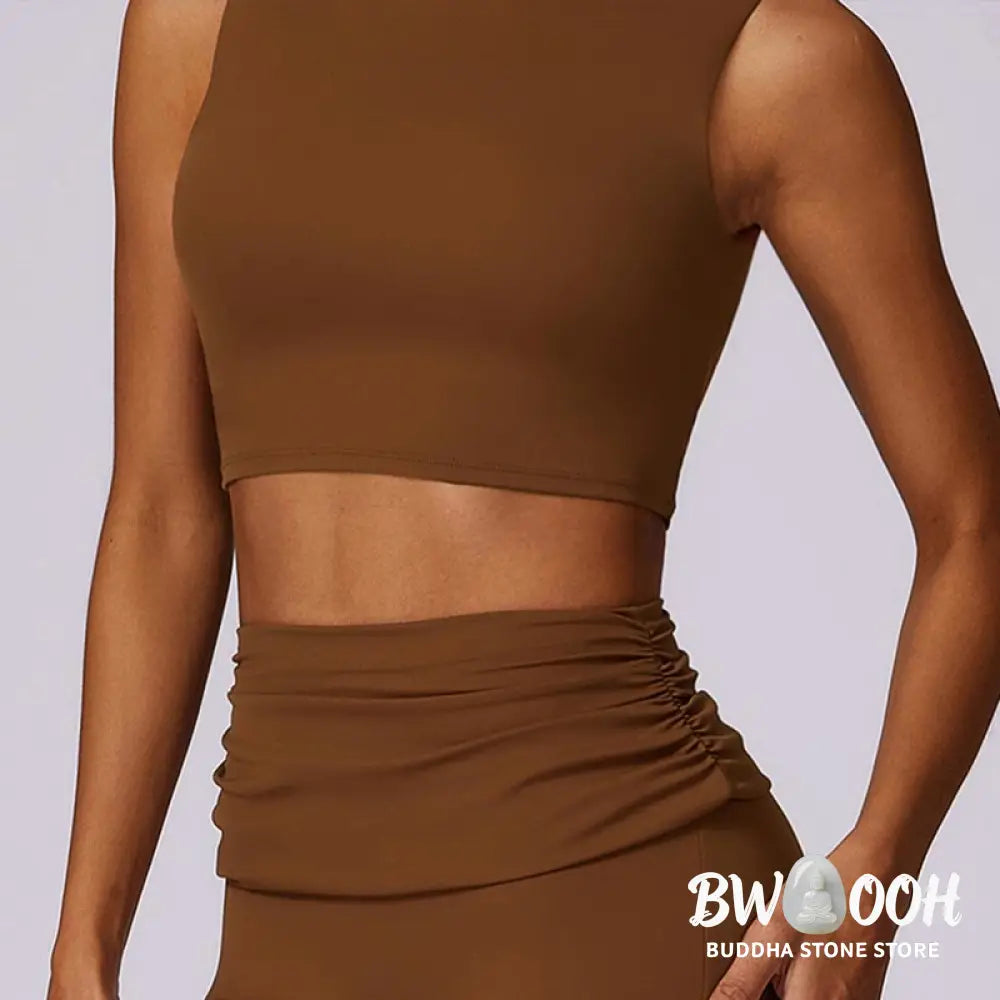 BWOOOH lotus print yoga pants - Sleeveless Backless Strap Tank Top Bra F
