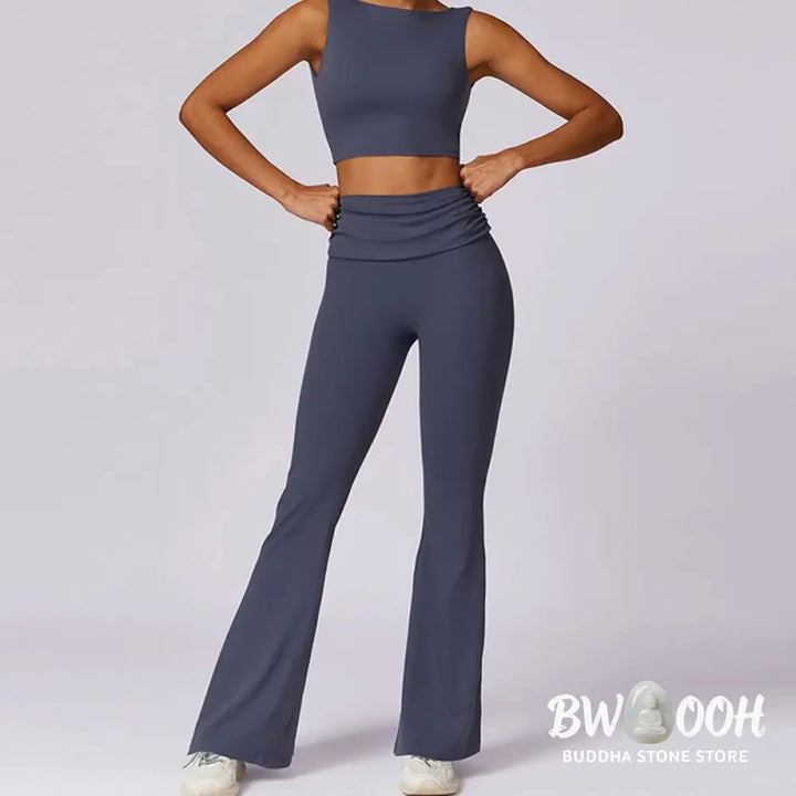 BWOOOH lotus print yoga pants - Sleeveless Backless Strap Tank Top Bra F