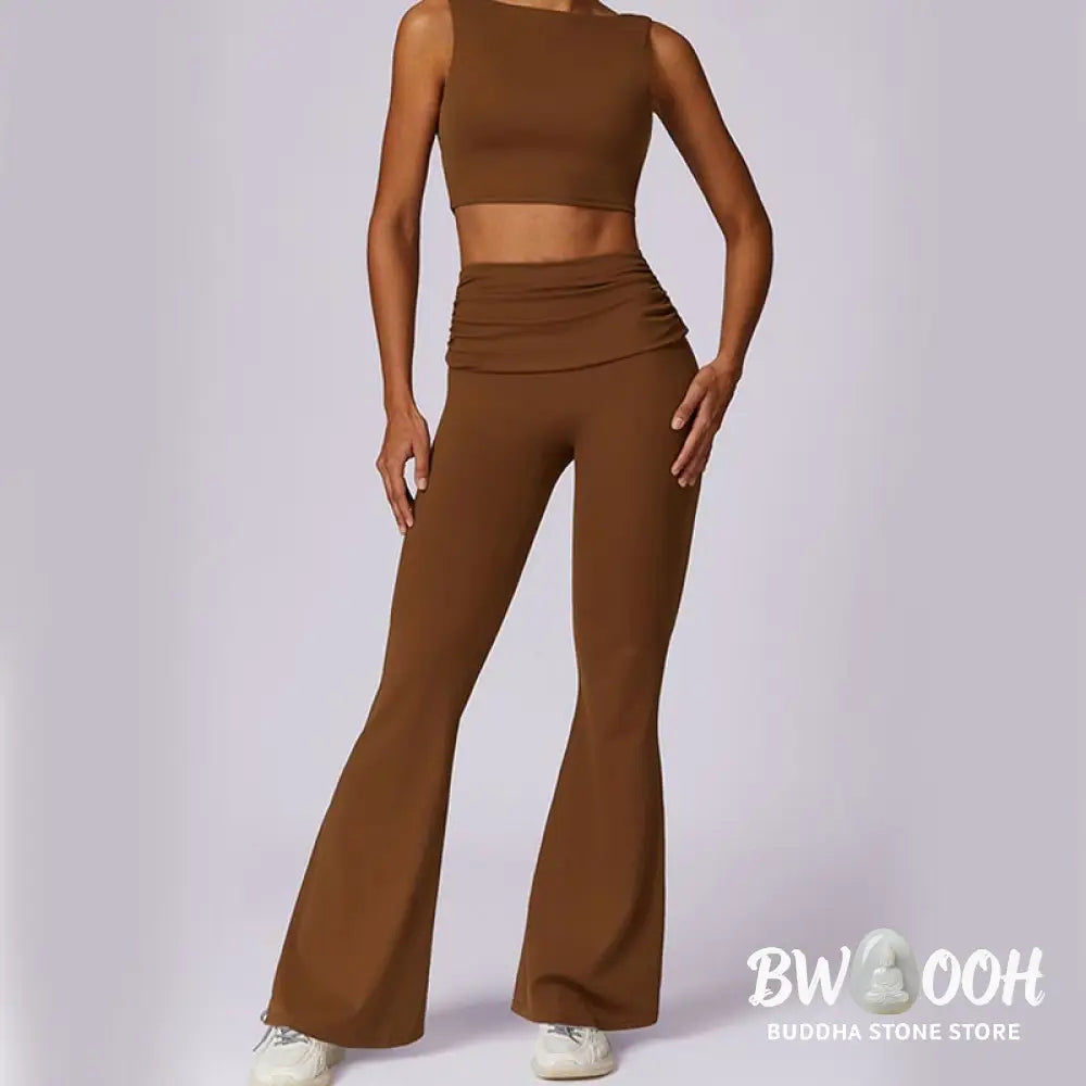 BWOOOH lotus print yoga pants - Sleeveless Backless Strap Tank Top Bra F