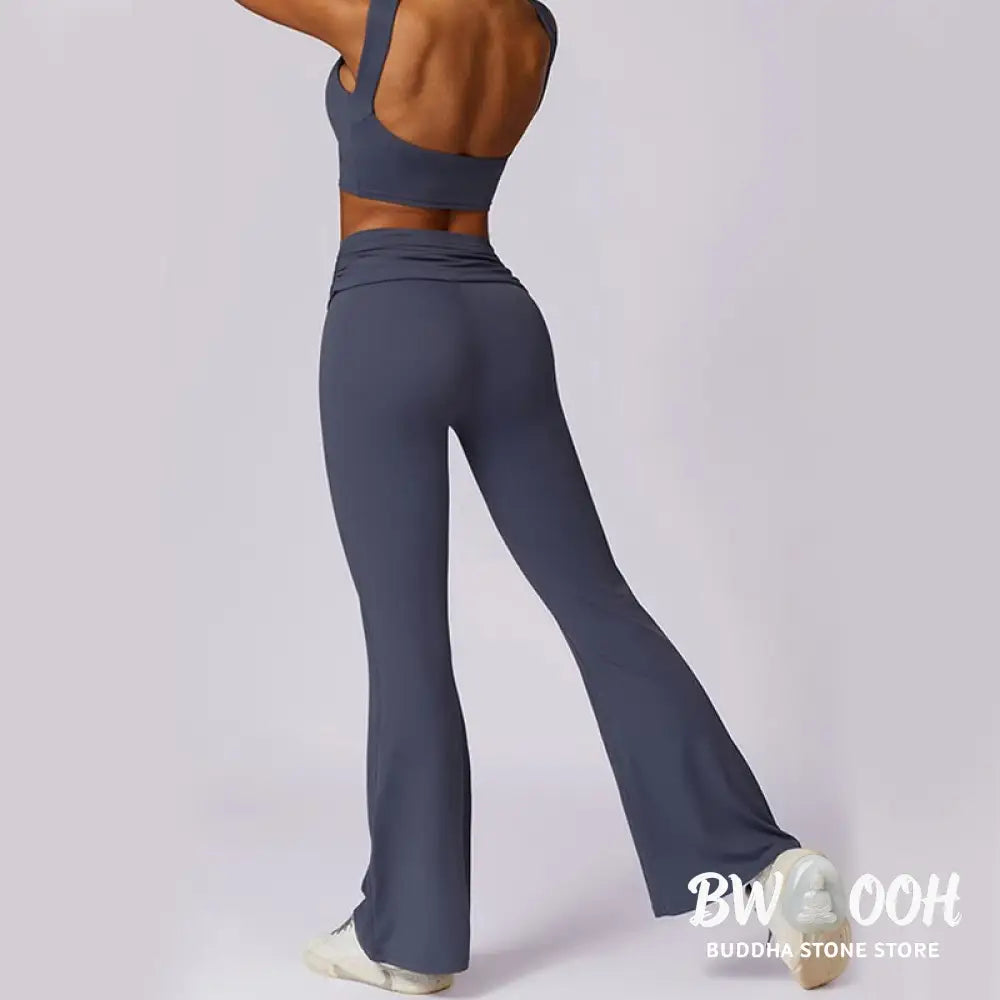 BWOOOH lotus print yoga pants - Sleeveless Backless Strap Tank Top Bra F
