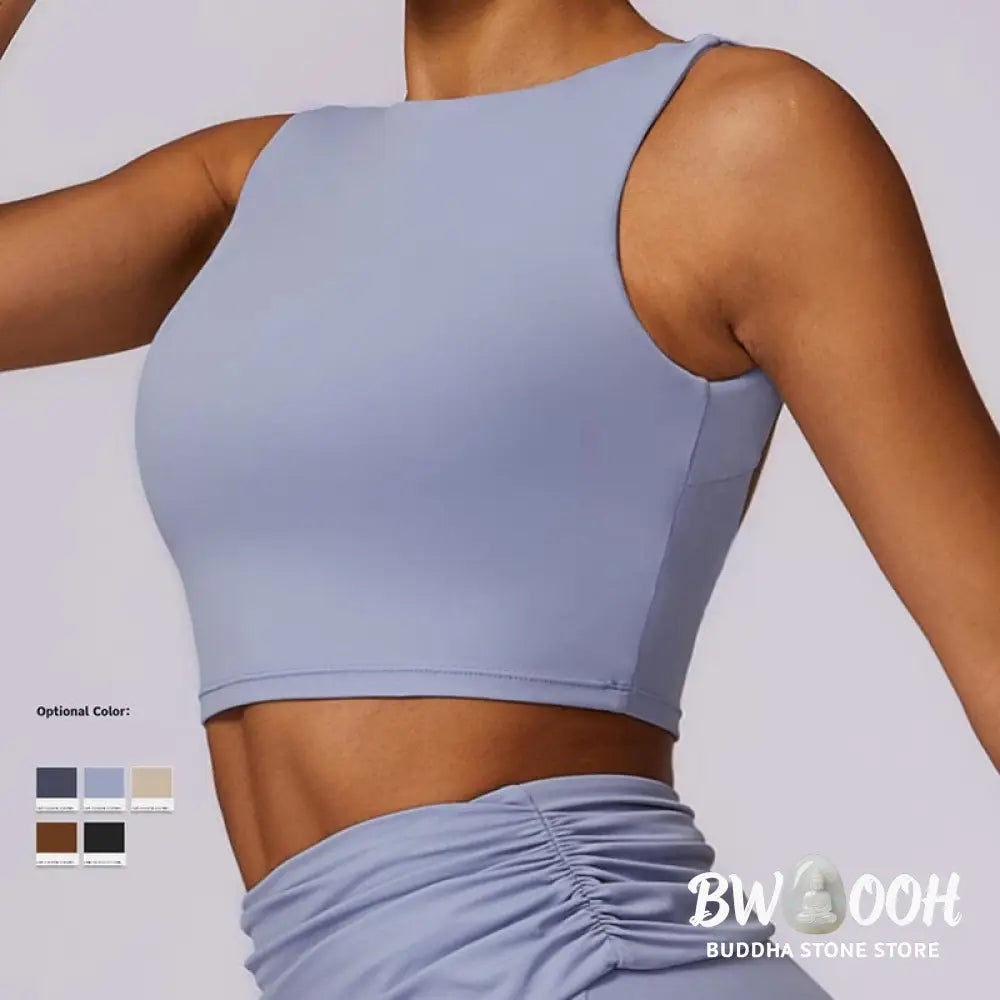 BWOOOH lotus print yoga pants - Sleeveless Backless Strap Tank Top Bra F