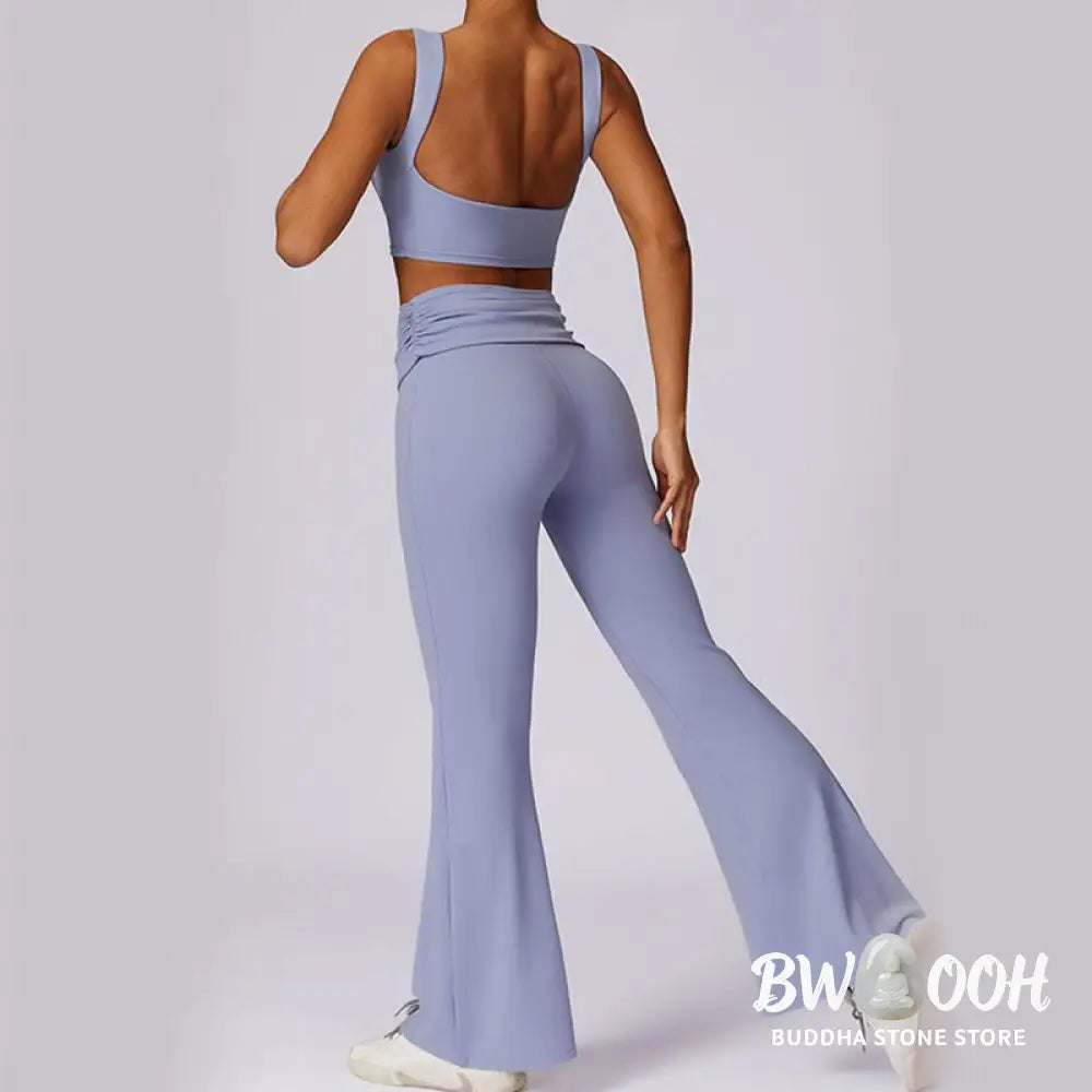 BWOOOH lotus print yoga pants - Sleeveless Backless Strap Tank Top Bra F