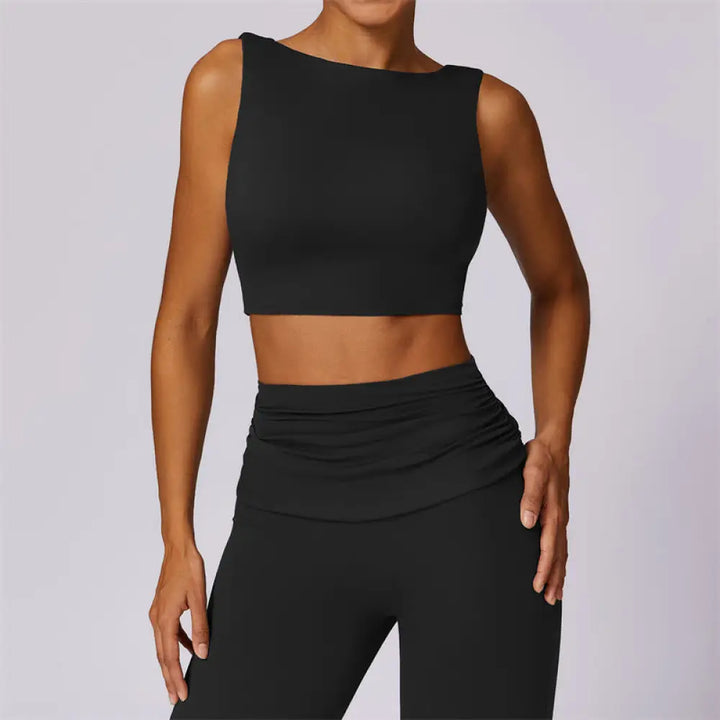 BWOOOH lotus print yoga pants - Sleeveless Backless Strap Tank Top Bra F