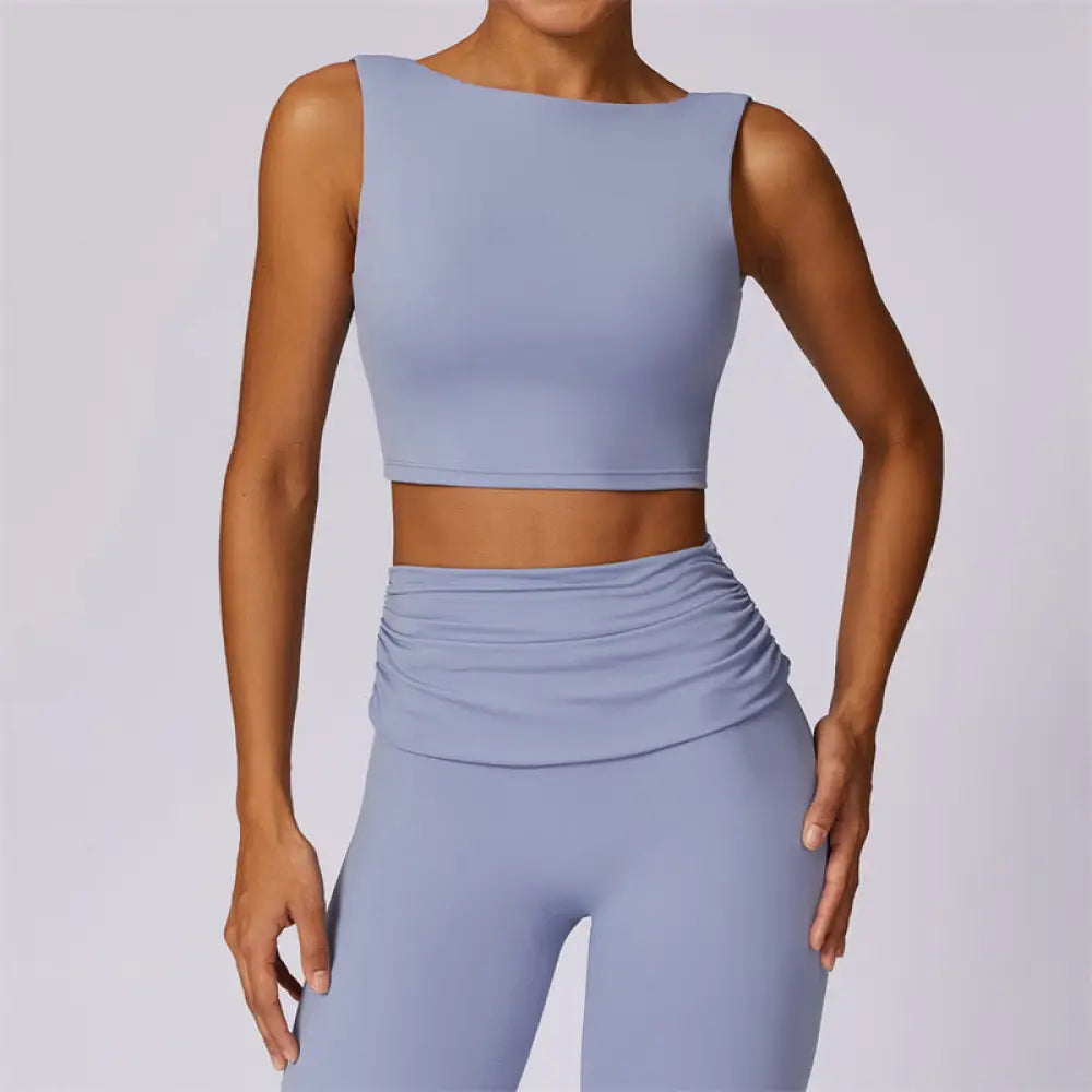 BWOOOH lotus print yoga pants - Sleeveless Backless Strap Tank Top Bra F