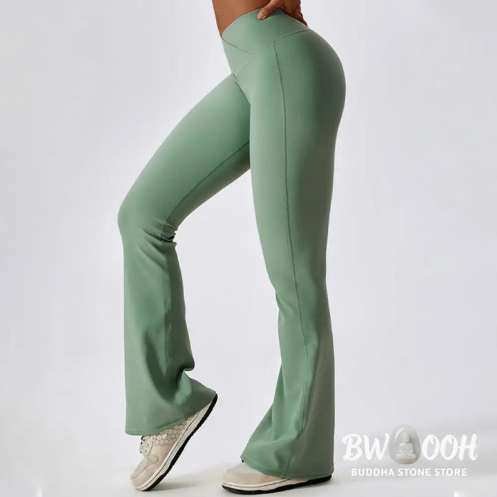 BWOOOH lotus print yoga pants - Sleeveless Crop Tank Top Flared Pants Sp