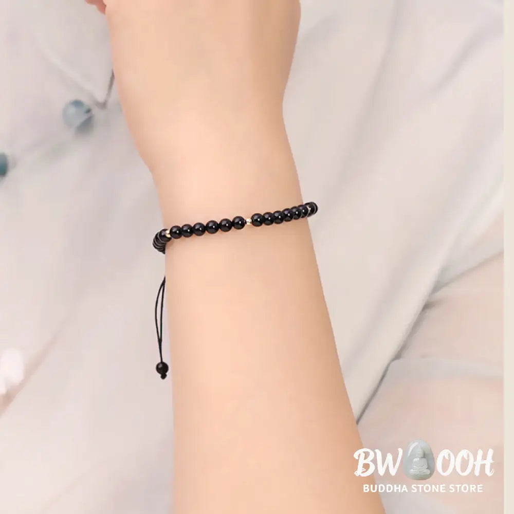 Buddha Stones Small Black Obsidian Beads Fulfillment Rope Bracelet - BWOOOH - 4mm Black Obsidian(Wrist Circumference: