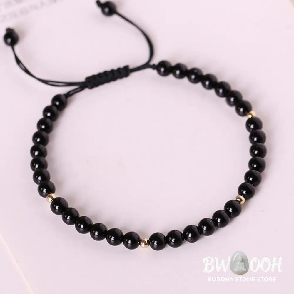 Buddha Stones Small Black Obsidian Beads Fulfillment Rope Bracelet - BWOOOH - 4mm Black Obsidian(Wrist Circumference: