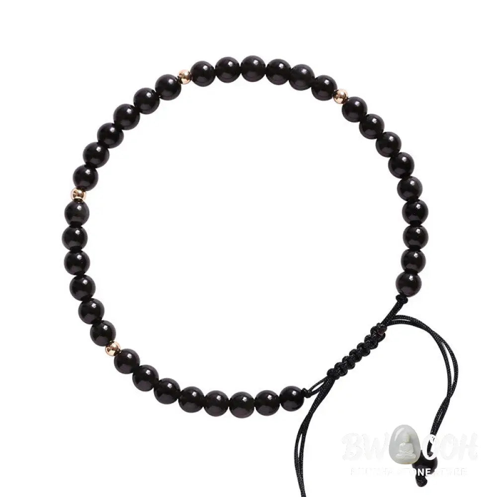 Buddha Stones Small Black Obsidian Beads Fulfillment Rope Bracelet - BWOOOH - 4mm Black Obsidian(Wrist Circumference: