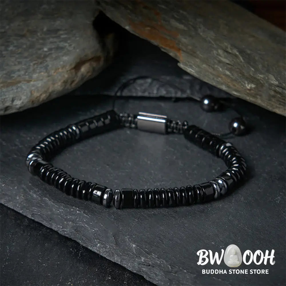 Buddha Stones Small Black Obsidian Green Aventurine Grey Jasper Tiger Eye Strength Rope Bracelet - Bracelet