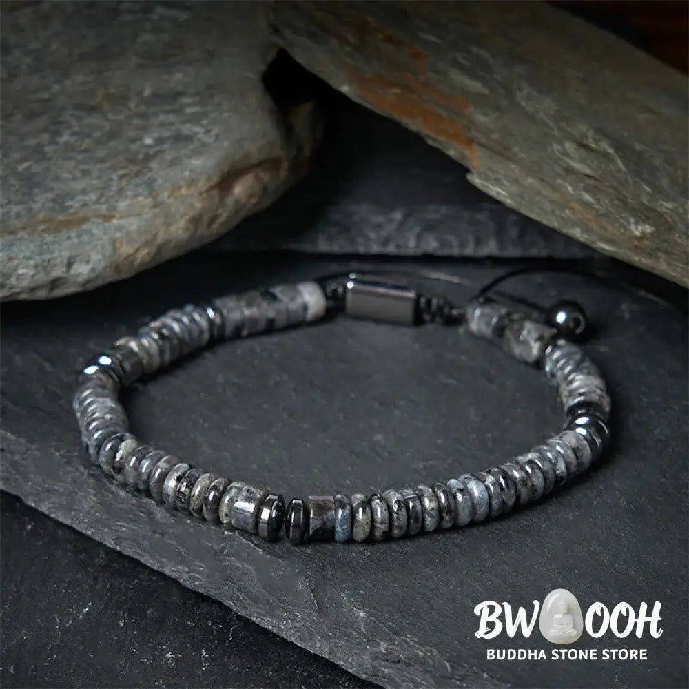 Buddha Stones Small Black Obsidian Green Aventurine Grey Jasper Tiger Eye Strength Rope Bracelet - Bracelet