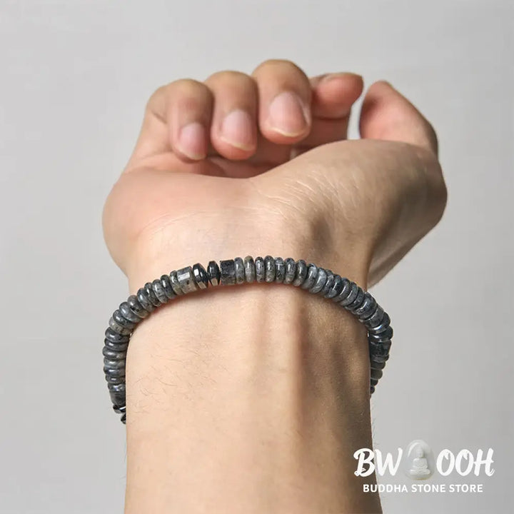 Buddha Stones Small Black Obsidian Green Aventurine Grey Jasper Tiger Eye Strength Rope Bracelet - Bracelet