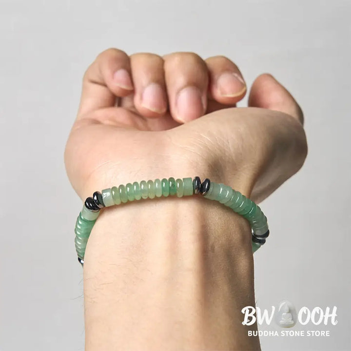Buddha Stones Small Black Obsidian Green Aventurine Grey Jasper Tiger Eye Strength Rope Bracelet - Bracelet