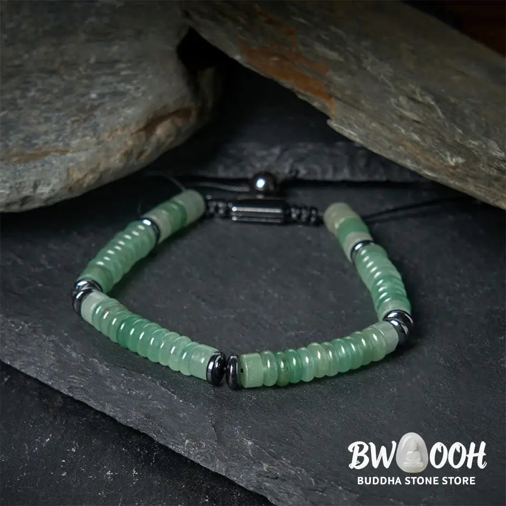 Buddha Stones Small Black Obsidian Green Aventurine Grey Jasper Tiger Eye Strength Rope Bracelet - Bracelet