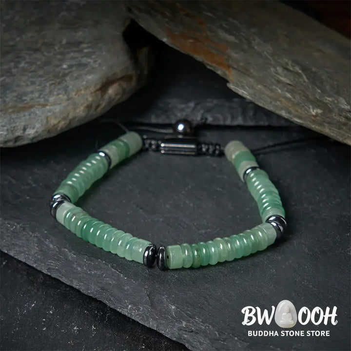 Buddha Stones Small Black Obsidian Green Aventurine Grey Jasper Tiger Eye Strength Rope Bracelet - Bracelet