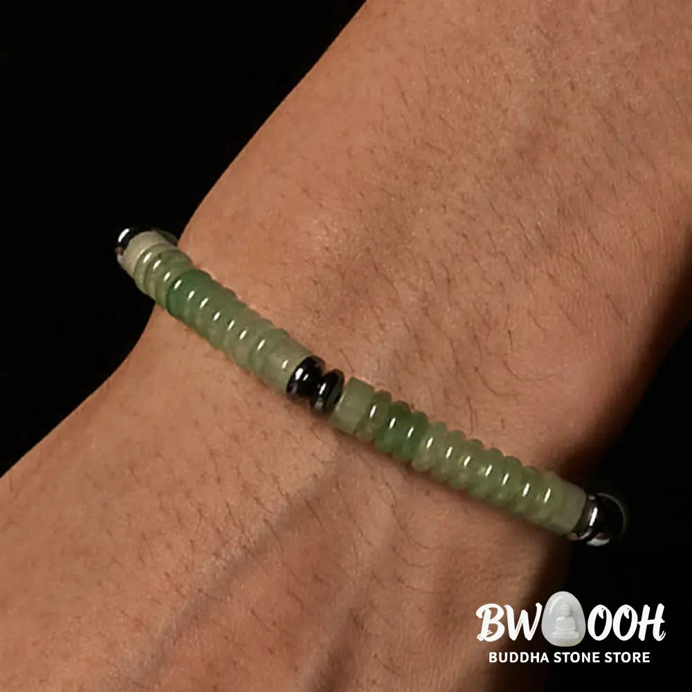 Buddha Stones Small Black Obsidian Green Aventurine Grey Jasper Tiger Eye Strength Rope Bracelet - Bracelet