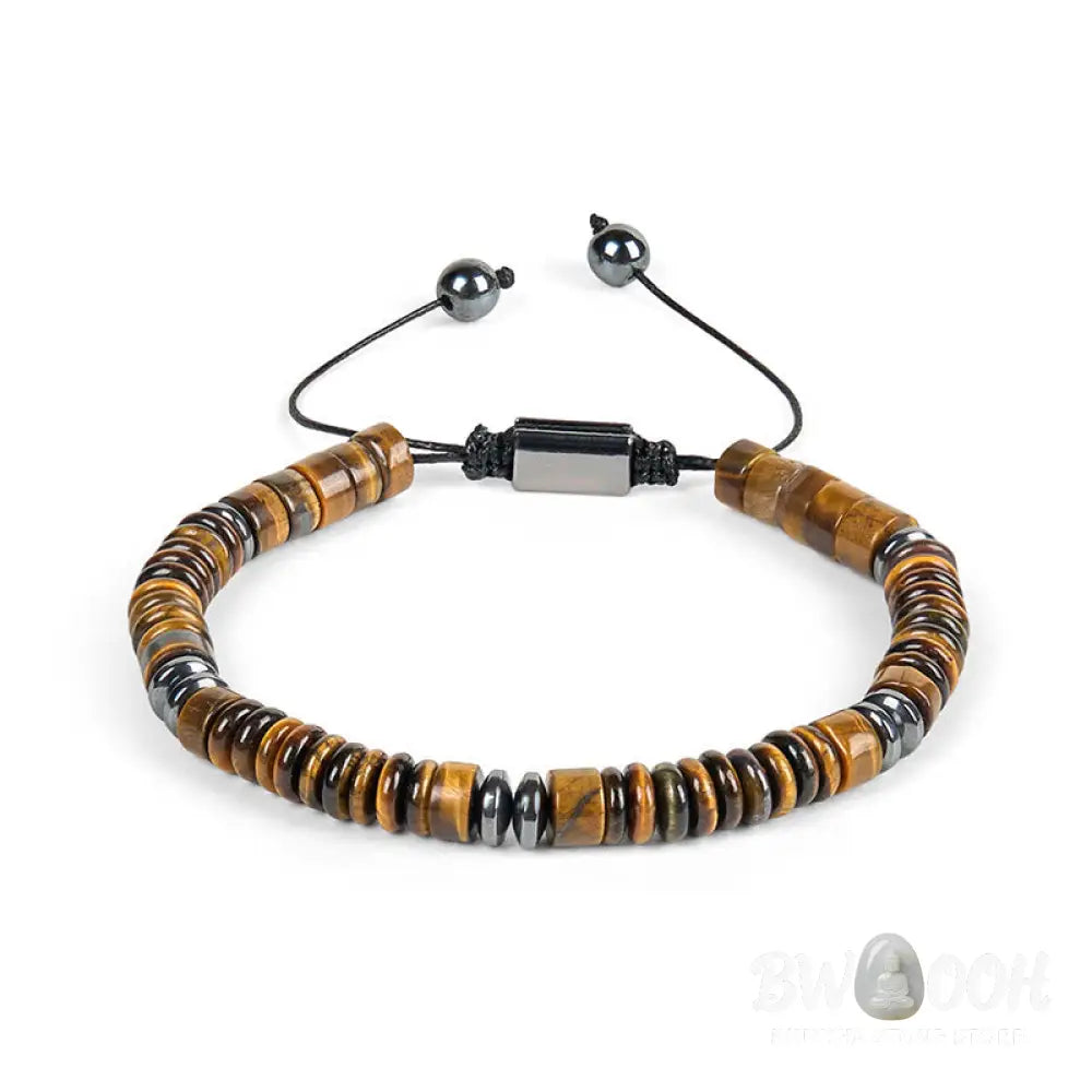 Buddha Stones Small Black Obsidian Green Aventurine Grey Jasper Tiger Eye Strength Rope Bracelet - Bracelet