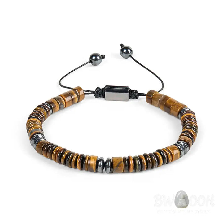 Buddha Stones Small Black Obsidian Green Aventurine Grey Jasper Tiger Eye Strength Rope Bracelet - Bracelet