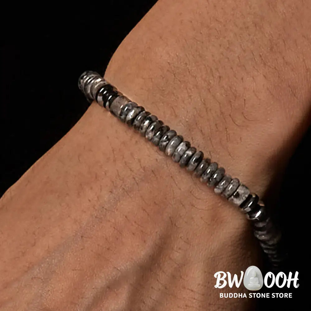 Buddha Stones Small Black Obsidian Green Aventurine Grey Jasper Tiger Eye Strength Rope Bracelet - Bracelet