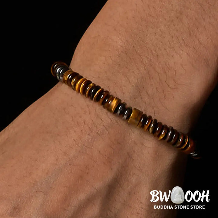 Buddha Stones Small Black Obsidian Green Aventurine Grey Jasper Tiger Eye Strength Rope Bracelet - Bracelet