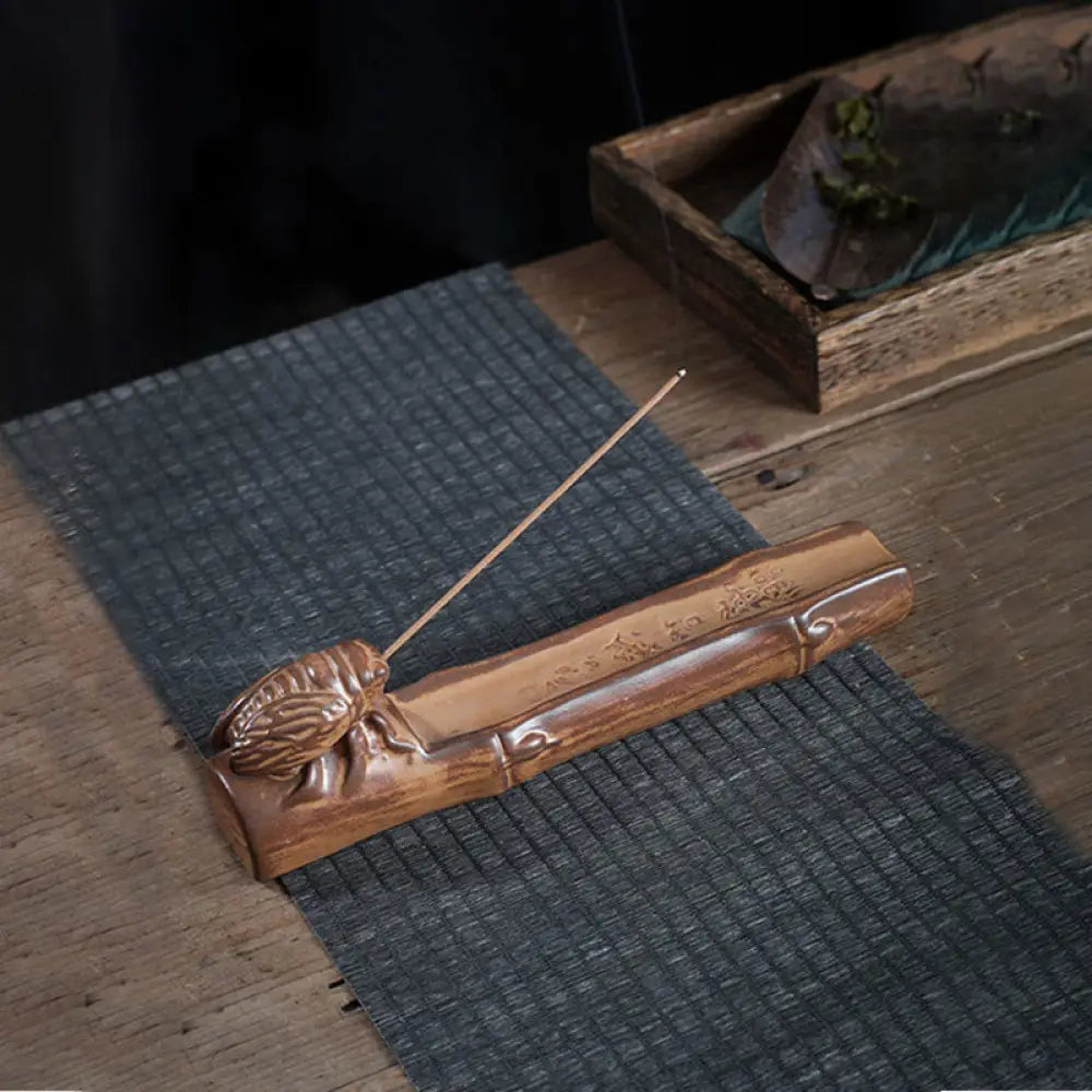 Buddha Stones Small Boat Cicada Home Decoration Incense Burner - Cicada(25*5.5*5.5cm) - Incense Burner