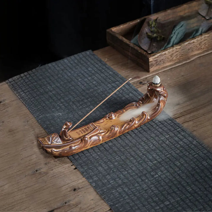 BWOOOH handcrafted incense burner - Small Boat Cicada Home Decoration I