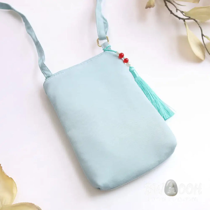 Buddha Stones Small Embroidered Flowers Crossbody Bag Shoulder Bag Double Layer Cellphone Bag - Crossbody Bag