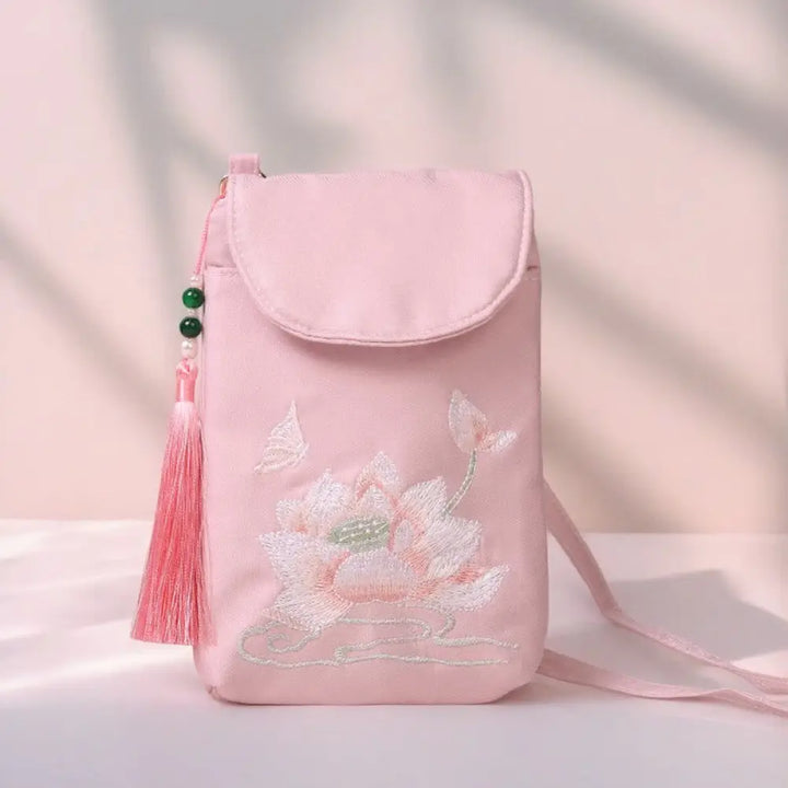BWOOOH Small Embroidered Flowers Crossbody Bag Shoulder B