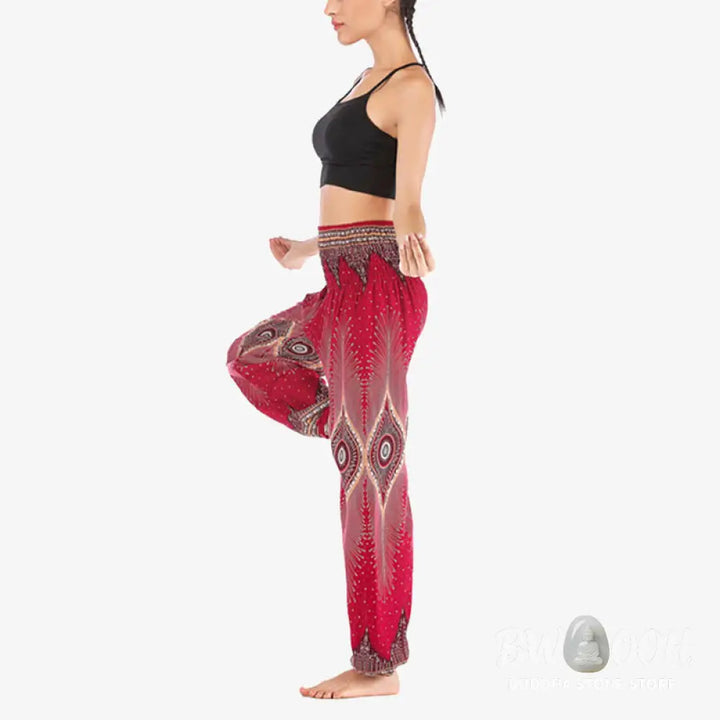 BWOOOH peacock print harem pants - Small Eye Peacock Feathers Pattern Loose