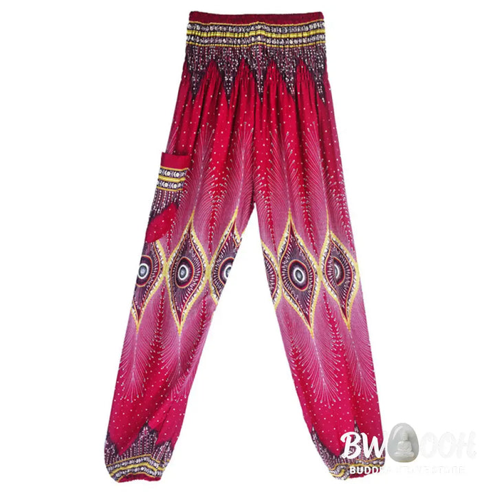 BWOOOH peacock print harem pants - Small Eye Peacock Feathers Pattern Loose