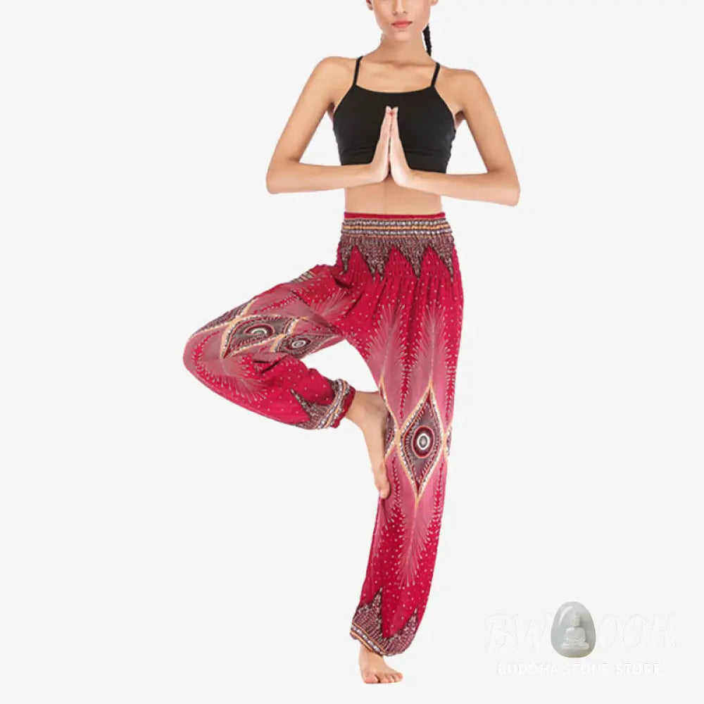 BWOOOH peacock print harem pants - Small Eye Peacock Feathers Pattern Loose