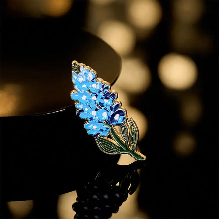 Buddha Stones Small Forget-Me-Not Corn Poppy Lily of the Valley Hydrangea Lupine Copper Brooch - Lupine 1.4*3.5cm