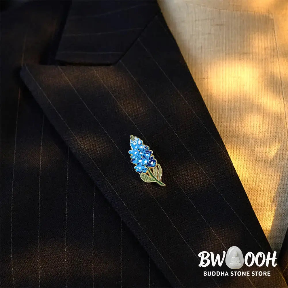 Buddha Stones Small Forget-Me-Not Corn Poppy Lily of the Valley Hydrangea Lupine Copper Brooch - Brooch