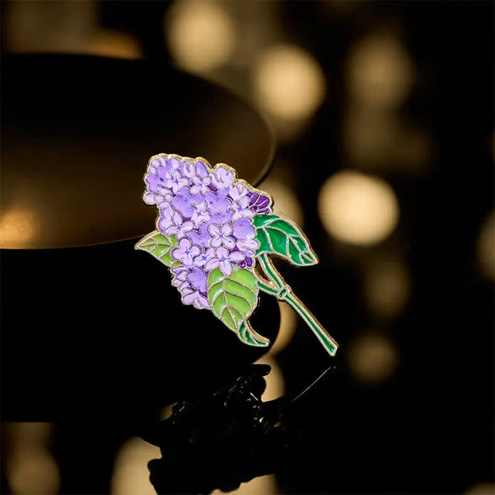Buddha Stones Small Forget-Me-Not Corn Poppy Lily of the Valley Hydrangea Lupine Copper Brooch - Hydrangea 2*3.8cm