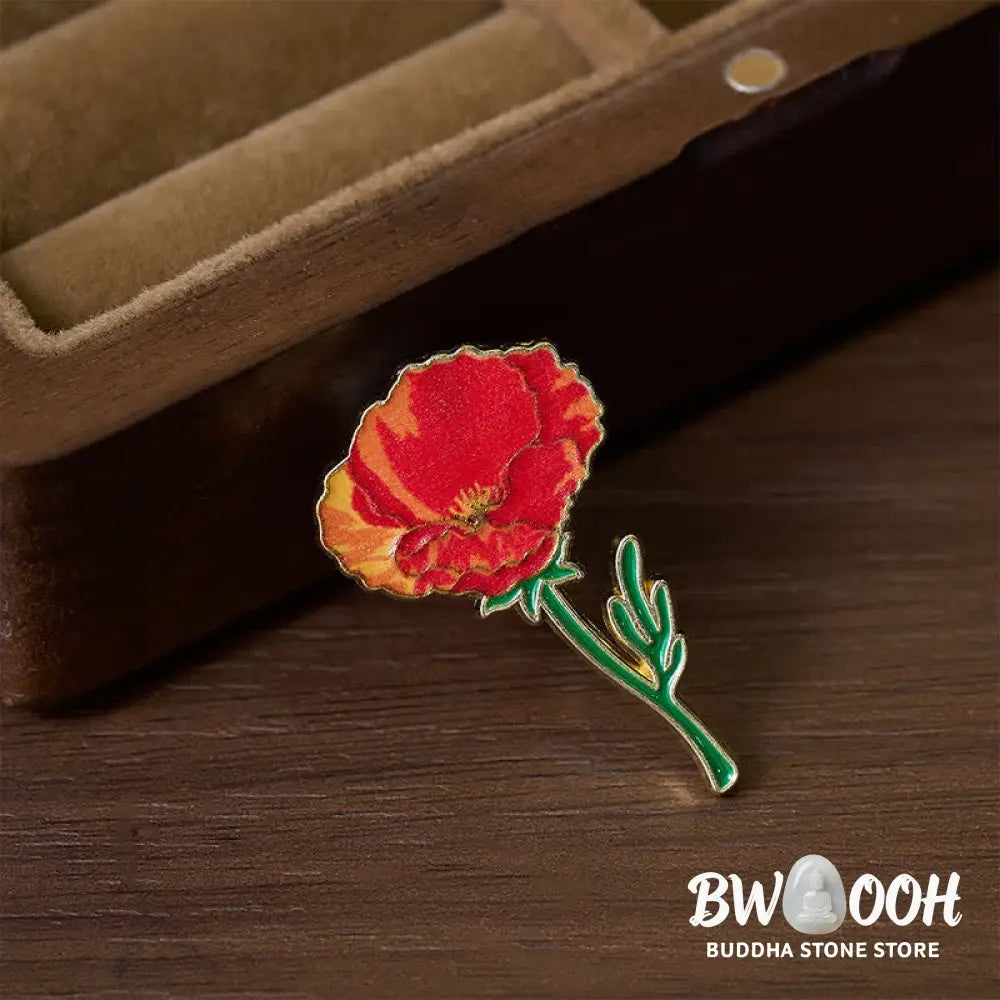 Buddha Stones Small Forget-Me-Not Corn Poppy Lily of the Valley Hydrangea Lupine Copper Brooch - Brooch
