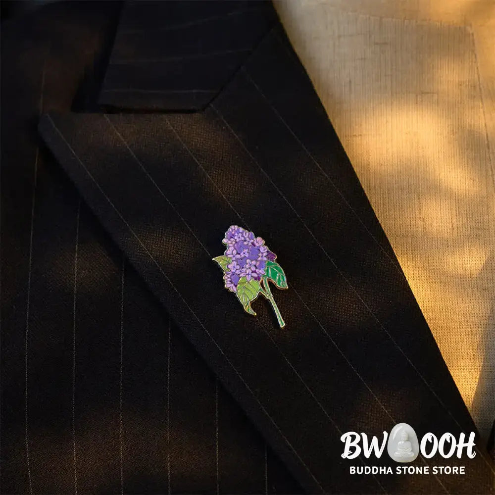 Buddha Stones Small Forget-Me-Not Corn Poppy Lily of the Valley Hydrangea Lupine Copper Brooch - Brooch