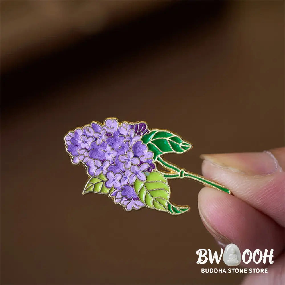 Buddha Stones Small Forget-Me-Not Corn Poppy Lily of the Valley Hydrangea Lupine Copper Brooch - Brooch