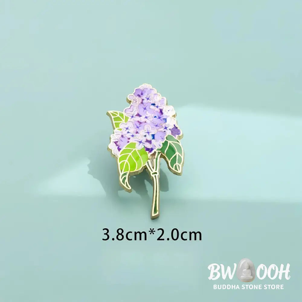Buddha Stones Small Forget-Me-Not Corn Poppy Lily of the Valley Hydrangea Lupine Copper Brooch - Brooch