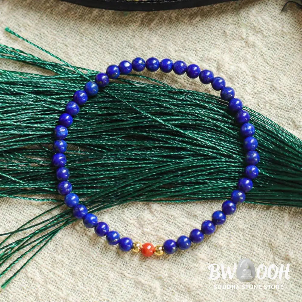 Buddha Stones Small Lazurite Cinnabar Ultra-thin Beads Positive Bracelet - Lazurite(Wrist Circumference: 5.5-5.9in)