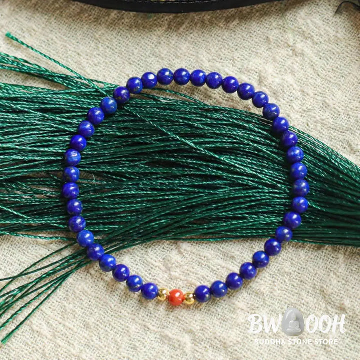 Buddha Stones Small Lazurite Cinnabar Ultra-thin Beads Positive Bracelet - Lazurite(Wrist Circumference: 5.5-5.9in)
