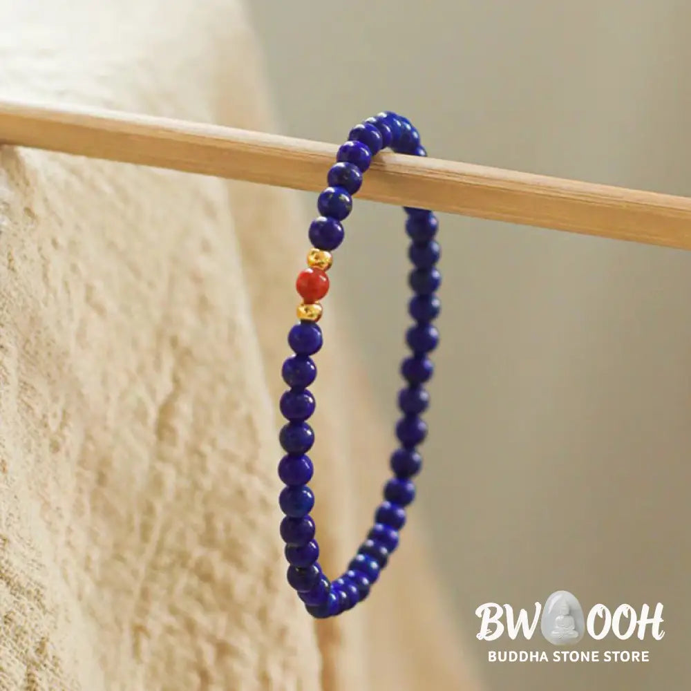 Buddha Stones Small Lazurite Cinnabar Ultra-thin Beads Positive Bracelet - Lazurite(Wrist Circumference: 5.5-5.9in)