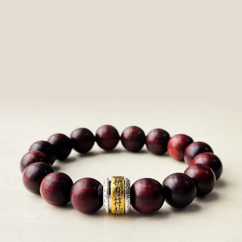 BWOOOH Small Leaf Red Sandalwood Amulet Protection Bracelet | natural stone spiritual bracelet for healing and mindful living