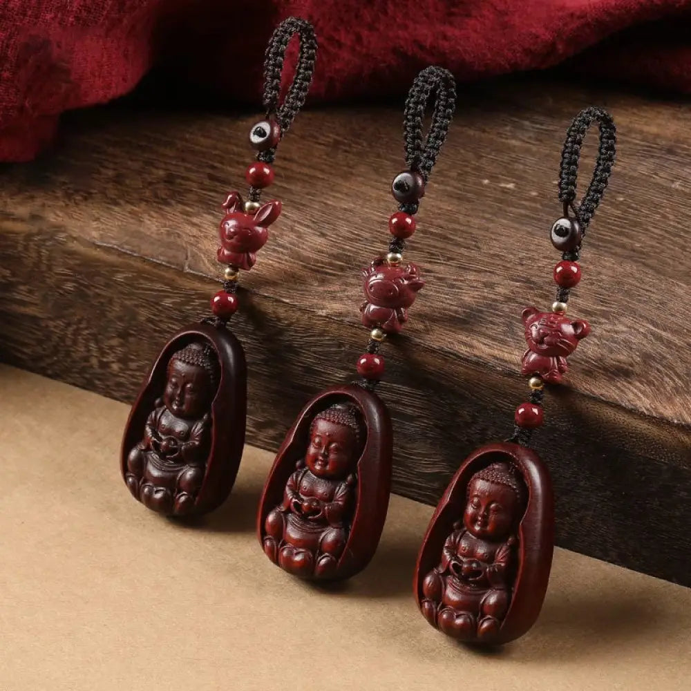 BWOOOH Small Leaf Red Sandalwood Buddha Cinnabar Chinese 